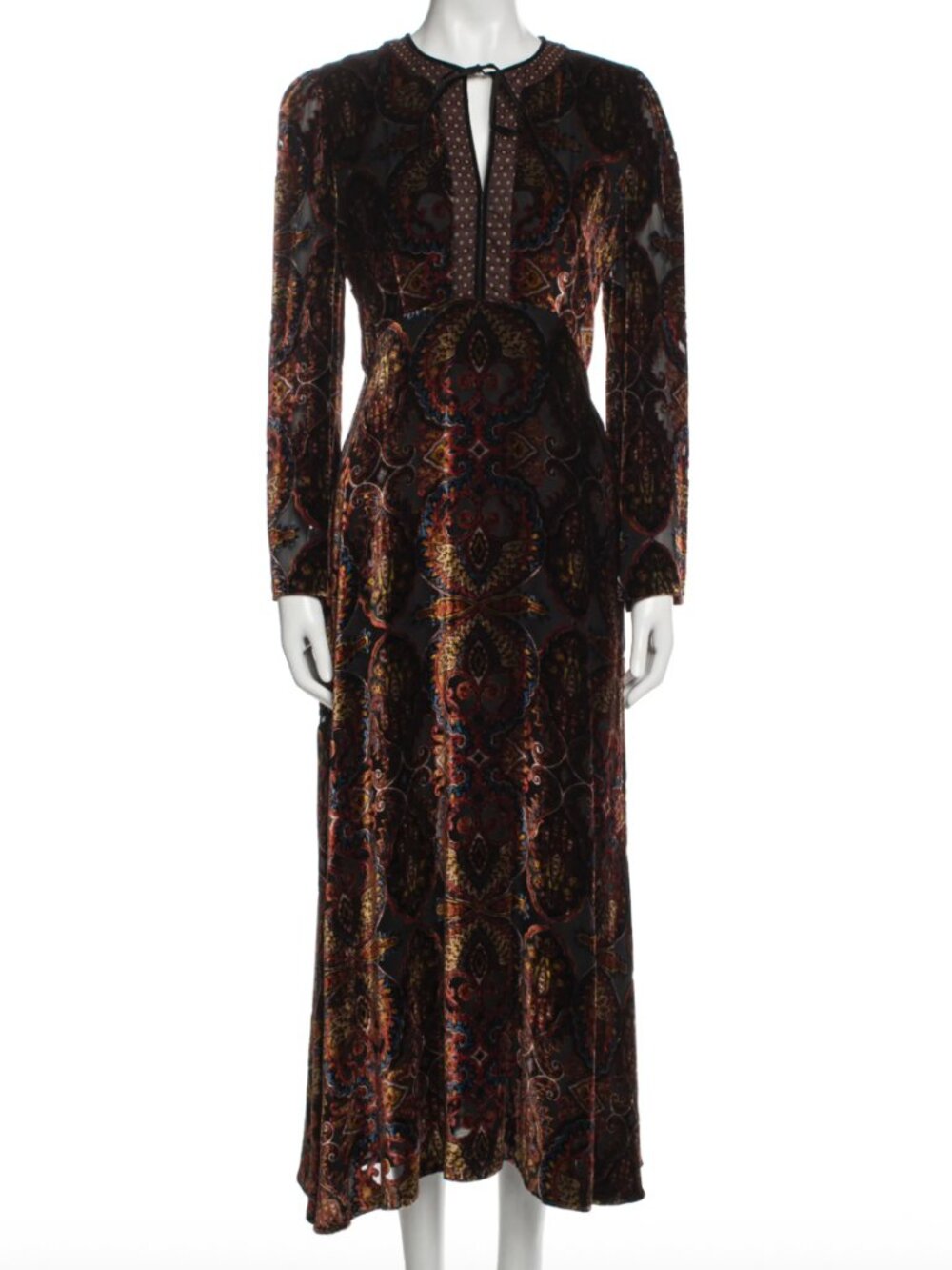 Etro Velvet Paisley Midi Dress Silk Blend IT46 US10 Made Italy